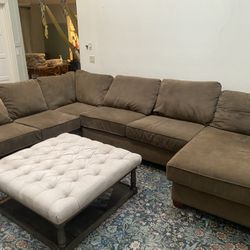 Large Corduroy Brown Sectional 