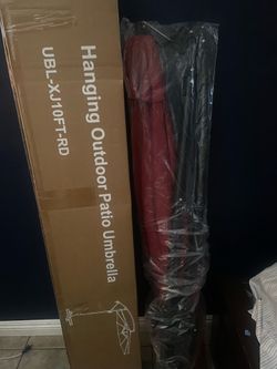 Hanging outdoor patio umbrella