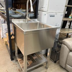 TRINITY 18" x 16" x 13" Stainless Steel Utility Sink with Pull-out Faucet