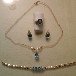 AQUAMARINE & DIAMOND SET. 14 KT GOLD & DIAMONDS. PRECIOSO JUEGO DE AGUAMARINA Y BRILLANTES.