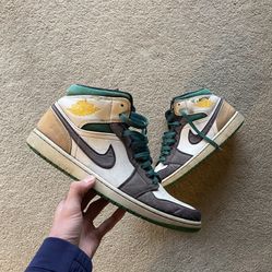 Air Jordan 1 Mid - Dark Teal Green/Brown - Size 11