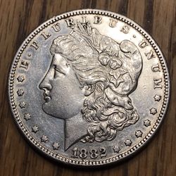 1882-S Morgan Silver Dollar.  Almost Uncirculated 