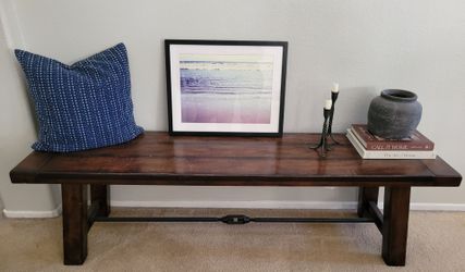 Pottery Barn Benchwright Dining Bench in Rustic Mahogany