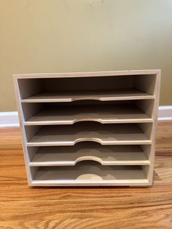 Two whitewashed file built-in file cabinet 