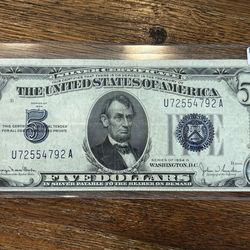 1934-D $5 Silver Certificate – Blue Seal Old US Currency