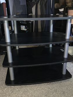 Black/Silver Tv Stand Shelf ($20 OBO)(PICKUP ONLY)