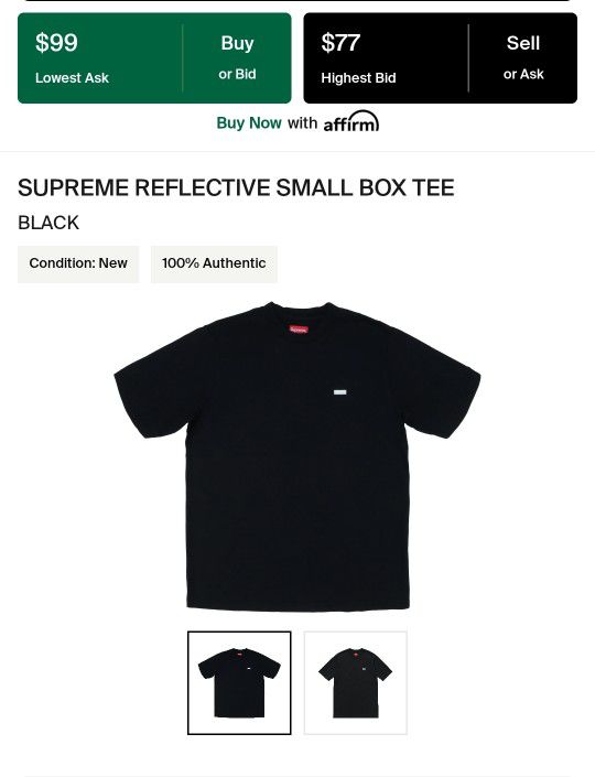 Supreme Reflective Small Box Logo  Tee