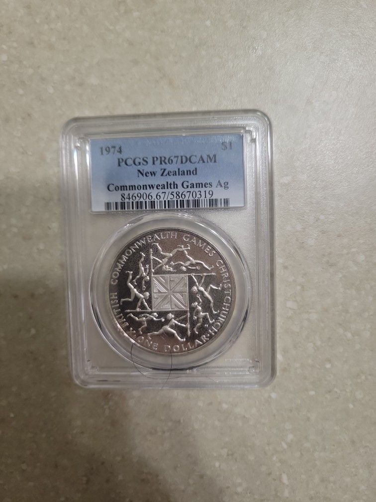 1974 New Zealand Commonwealth Games Proof Silver Coin