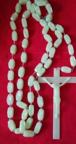 : Large Vintage Glow in the Dark Catholic Wall Rosary