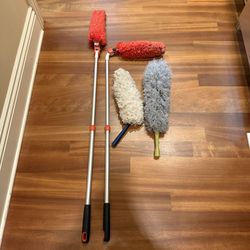 (2) OXO Long Adjustable  Dusters + 2 Short Handle Dusters