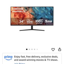 SAMSUNG 34" ViewFinity S50GC Series Ultrawide QHD Monitor