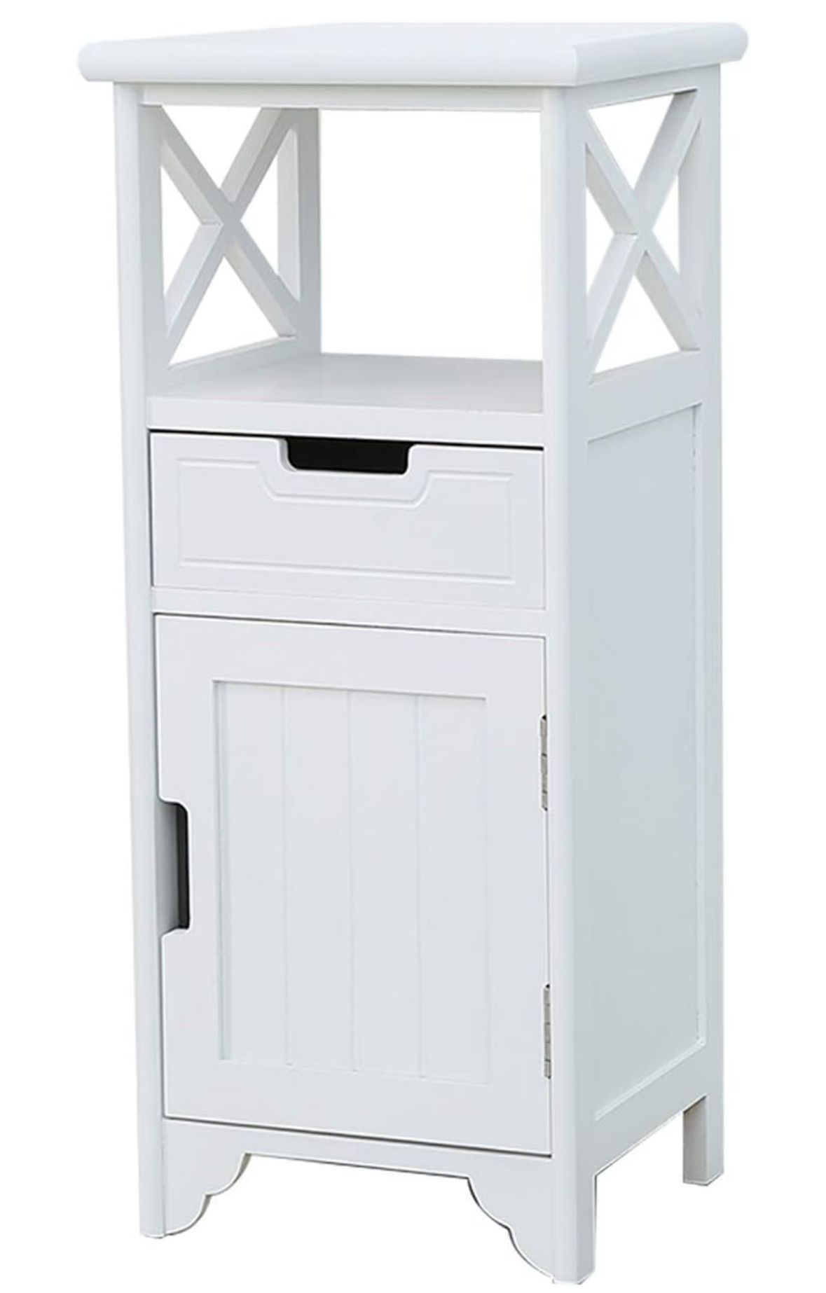 End Table with Drawer and Doors(Fully Assembled), 30" Height Floor Standing Storage Cabinet with Shelf for Bathroom, Wood Slim Nightstand for Bedroom