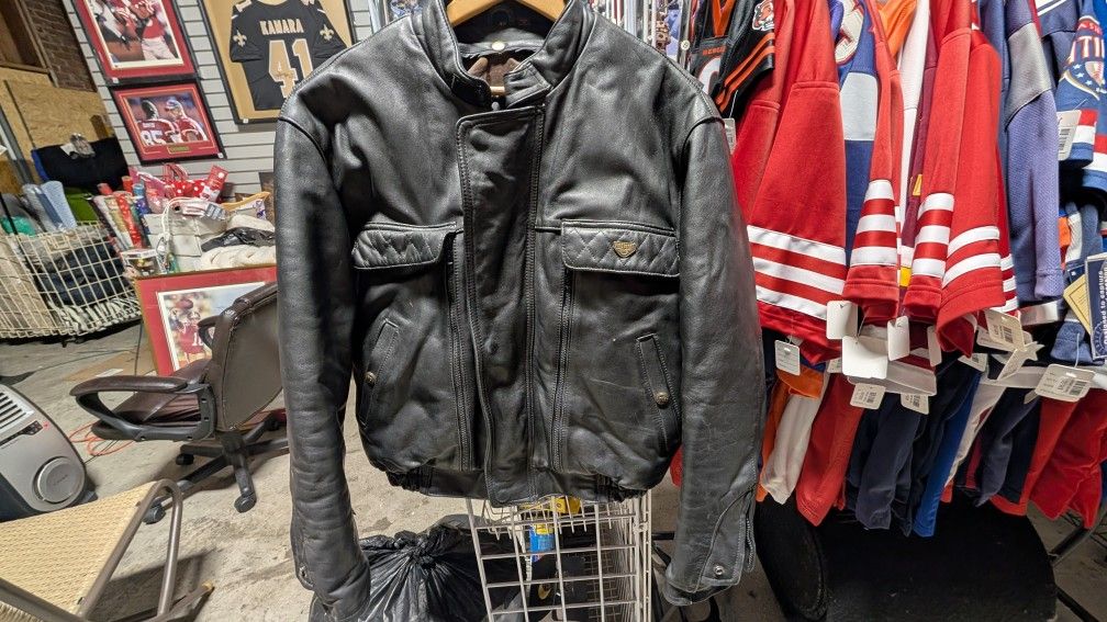 Vintage Firstgear Hein Gericke Leather Motorcycle Jacket Mens Size 42 Black
