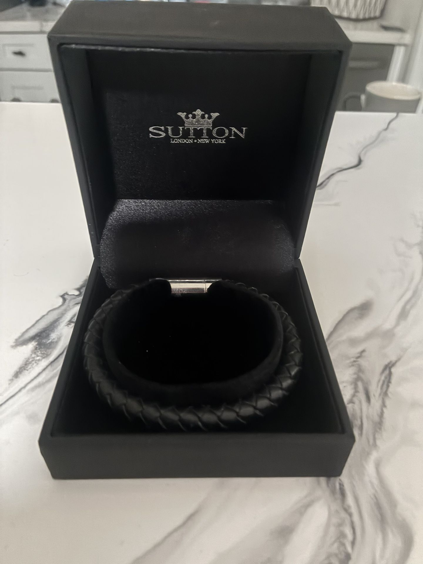 Sutton Stainless Steel Leather Bracelet