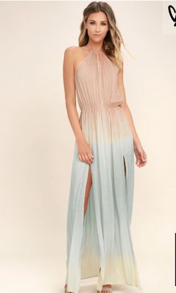 SWEET SUNSET BLUSH PINK DIP-DYE MAXI DRESS