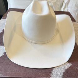 RESISTOL 100X OPEN CROWN COWBOY HAT – PURE WHITE – SIZE 7 1/2