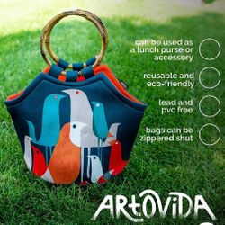 Artovida Artists Collective Lunch Purse | 11 x 15 x 6 Inches Large Reusable Insulated Lunch Tote with Inside 

