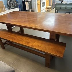 Dining Table & Bench -7’ Long solid wood