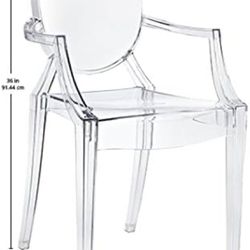 Acrylic Clear Stacking Kitchen and Dining Room Arm Chair in Clear