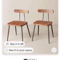 2 New Midcentury Wood  Dining Chairs 