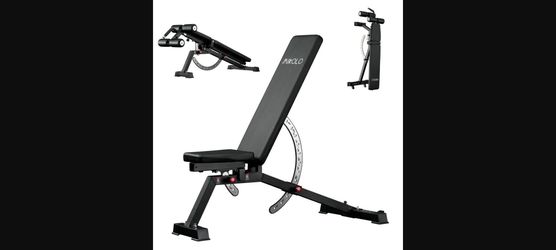 Mikolo FID Adjustable Weight Bench - 10 Positions, 1200 lb Capacity, Black
