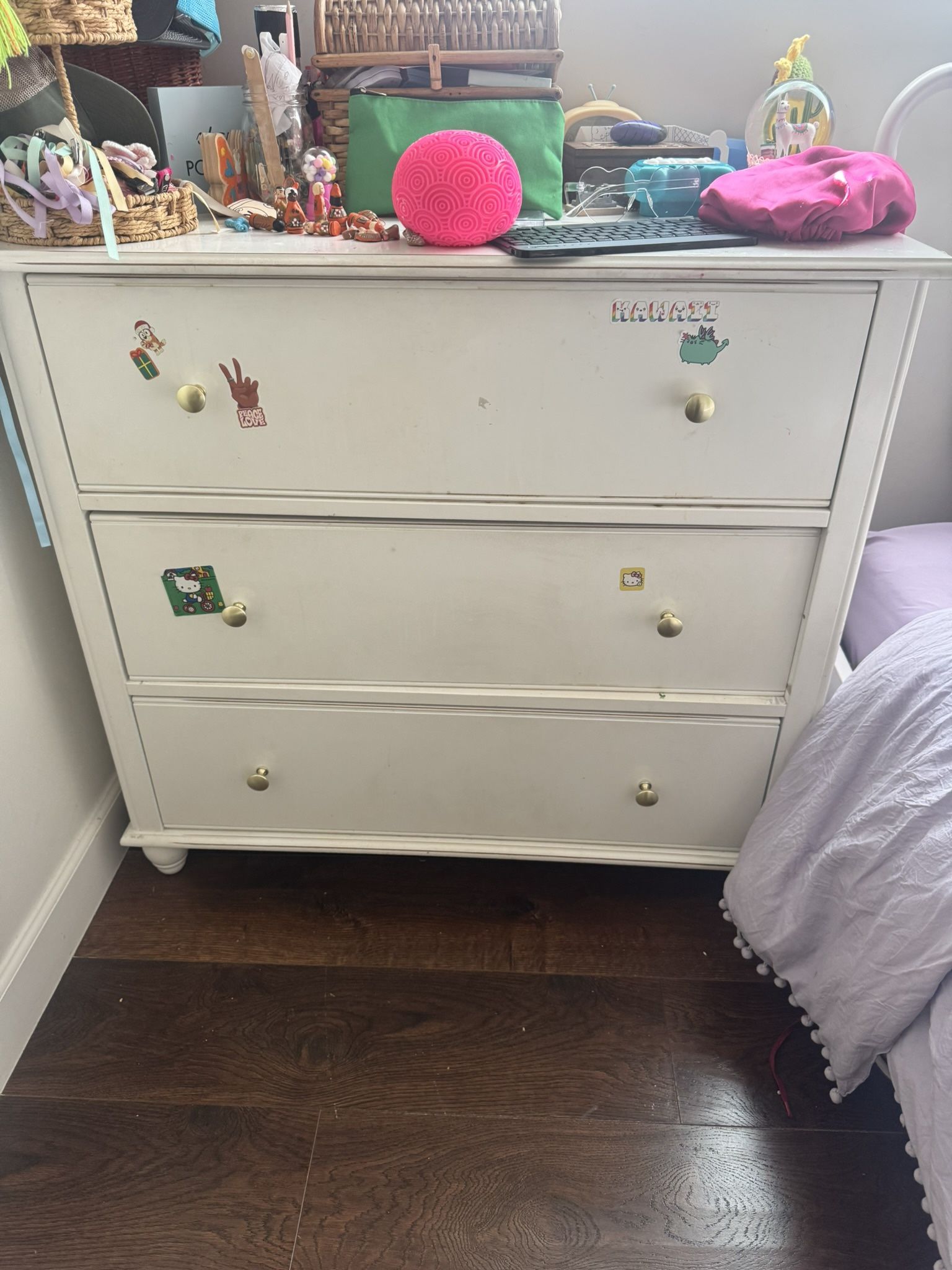 Free White Three Drawer Dresser
