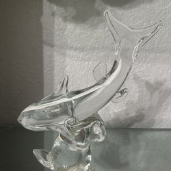 Vintage Art Mid Century Glass Dolphin. Paperweight 
