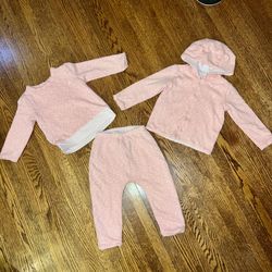 Baby Gap 3-pc reversible pink sweatpants, sweatshirt and jacket set 12-18 months