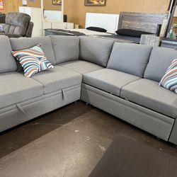 Sectional with Storage and pullout bed