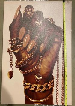 African American Woman “Fist Of Gold” Canvas Art  (Canvas, 16x24in)