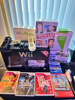 Nintendo Wii Console Bundle - Black (New in Box) Wii Fit Plus - White
