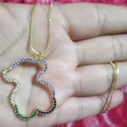 Gold Plated Chain With The Pendant/Cadena  Con Dije De Oso De Oro Laminado