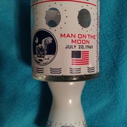 Vintage 1969 Apollo 11 Moonshot drinking glass, Man on the Moon