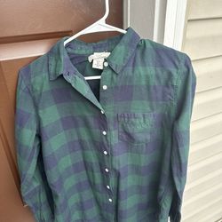 H&M plaid shirt green and blue checkers