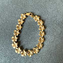 14k Gold Plumeria Bracelet 
