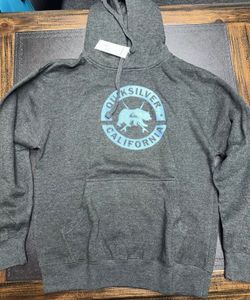 Quicksilver California Hoodie Sweatshirt Mens Medium Gray/ Blue Logo- NEW IN TAG