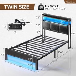 14” TWIN LED LIGHTS AND CHARGING STATION BED FRAME👇 Crossroads👇