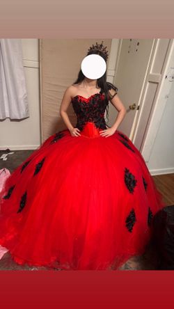 red and black quinceanera dress