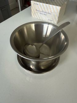 Vintage Danish 18/8 Stainless Steel bowl with ladle