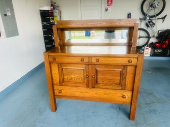 Beautiful Antique Arts & Crafts Mission Tiger Oak Sideboard Buffet Cabinet