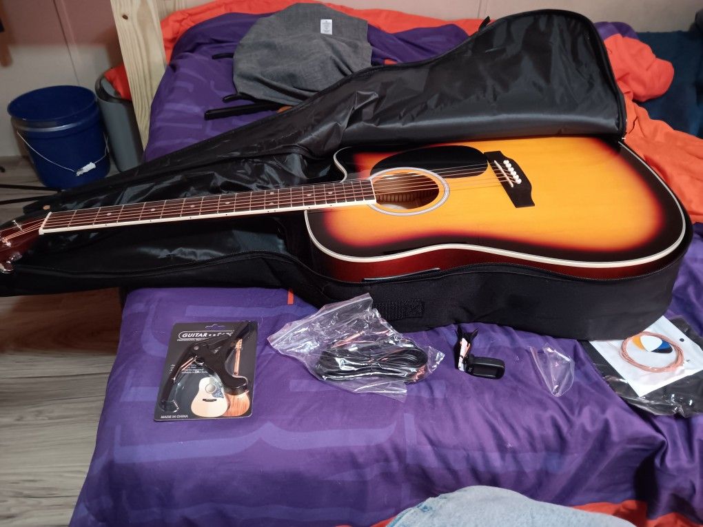 Acoustic Guitar With Amplifier 
