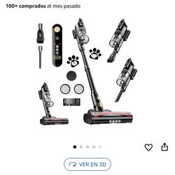 Aspiradora inalámbrica, 45 kPa, 50 minutos de tiempo de funcionamiento, aspiradora de pie para el hogar, potente succión, ligera, pantalla táctil LED 