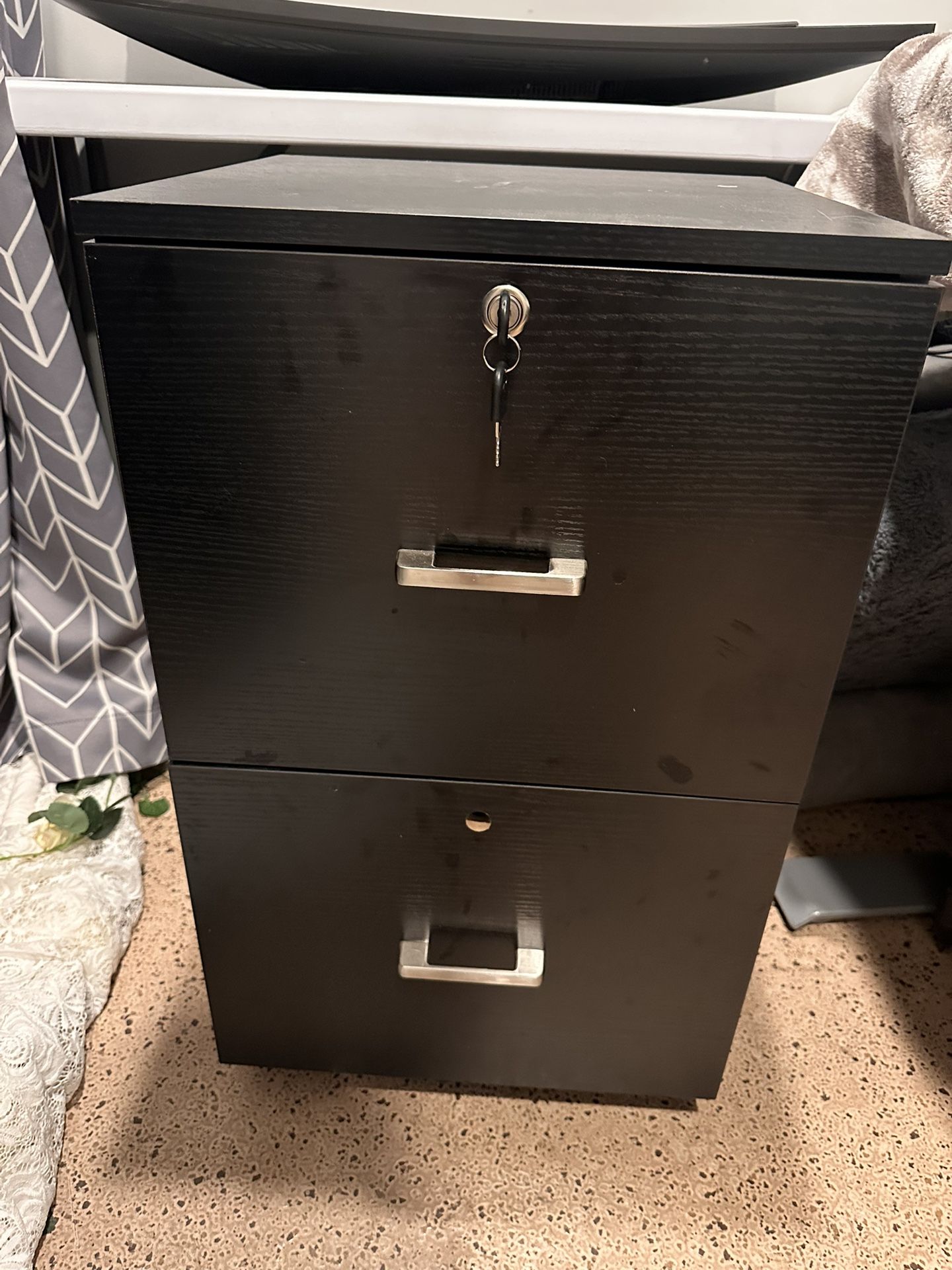 Black wood filing cabinet NEW