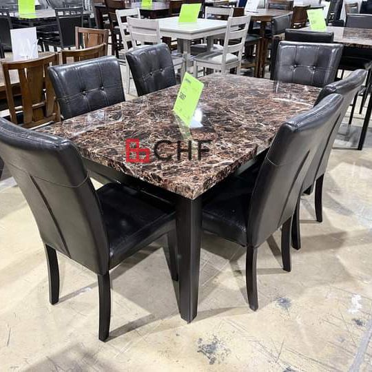 7 Pc marble top dining table set