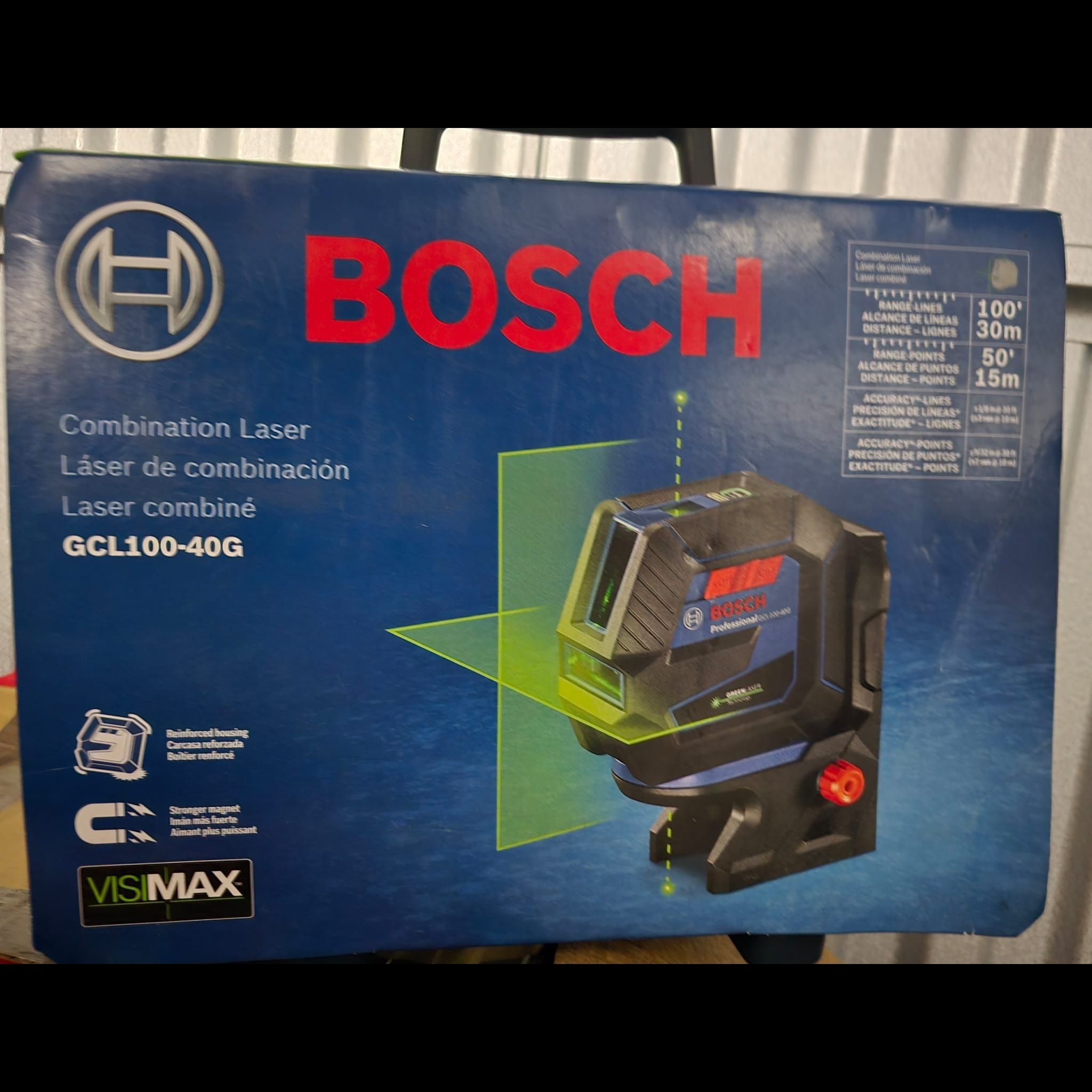 Brand New Bosch, Green Laser Level With Plum Points & Fine Adjustment Mount And Hard Carry Case 165 Ft Visimax Technology