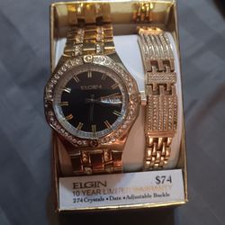 Elgin Men's Watch & Bracelet Set FG160056ST 
