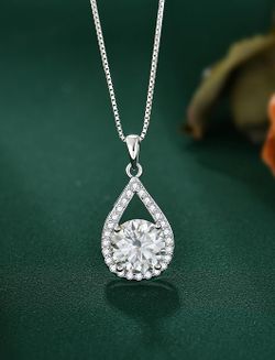 4CT Moissanite Necklace for Women 925 Sterling Silver D Color VVS1 Moissanite Pendant