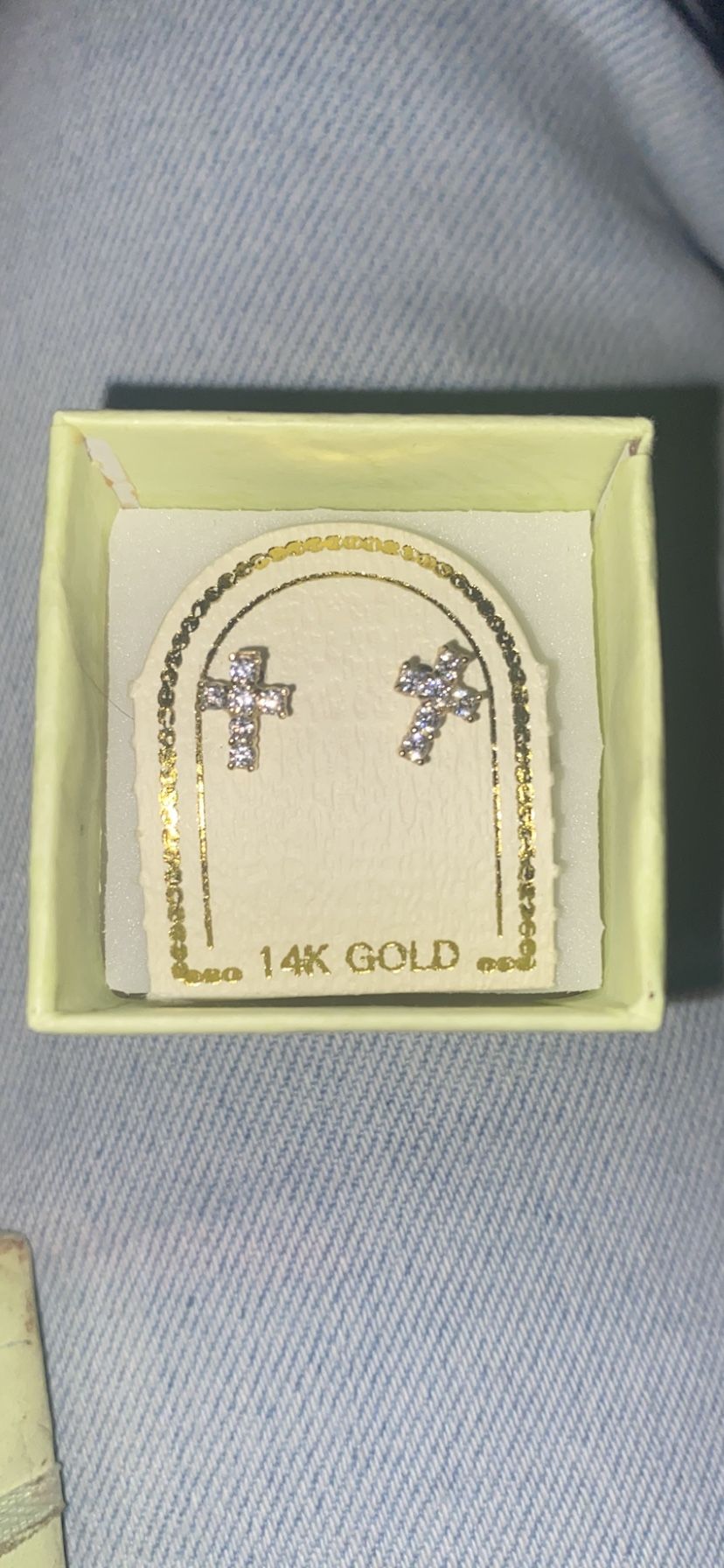 Gold 14k Cross earrings