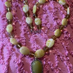 Natural Serpentine And Stones Necklace Newly Artisan Made And Smoke Free