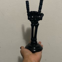 Black Rock On skeleton Candle Holder 